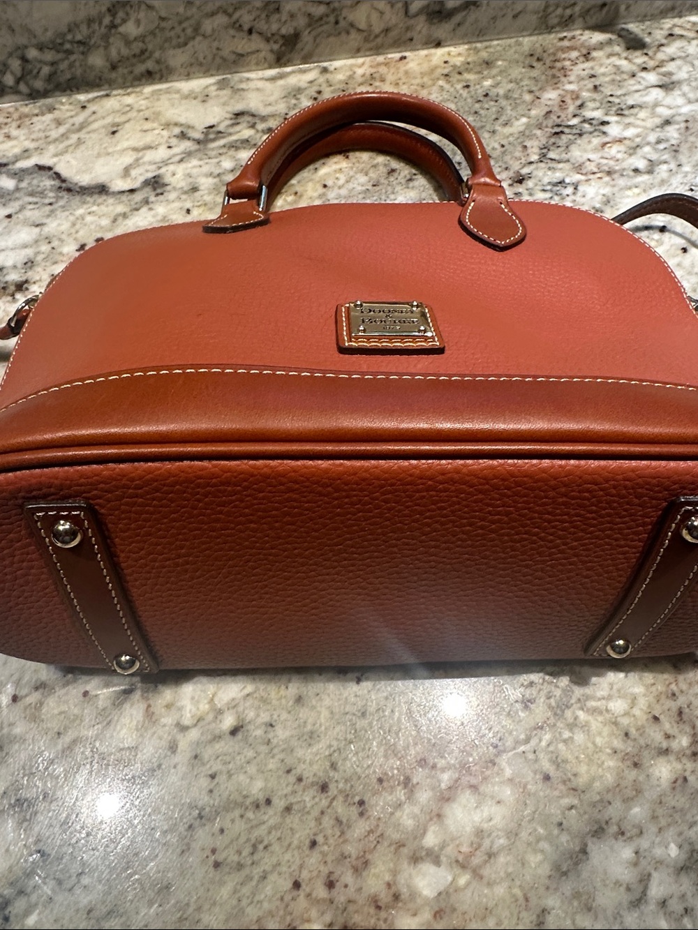 Dooney & Bourke Pebbled Leather Satchel in Cognac. Handbag never used brand new. - Picture 3 of 4